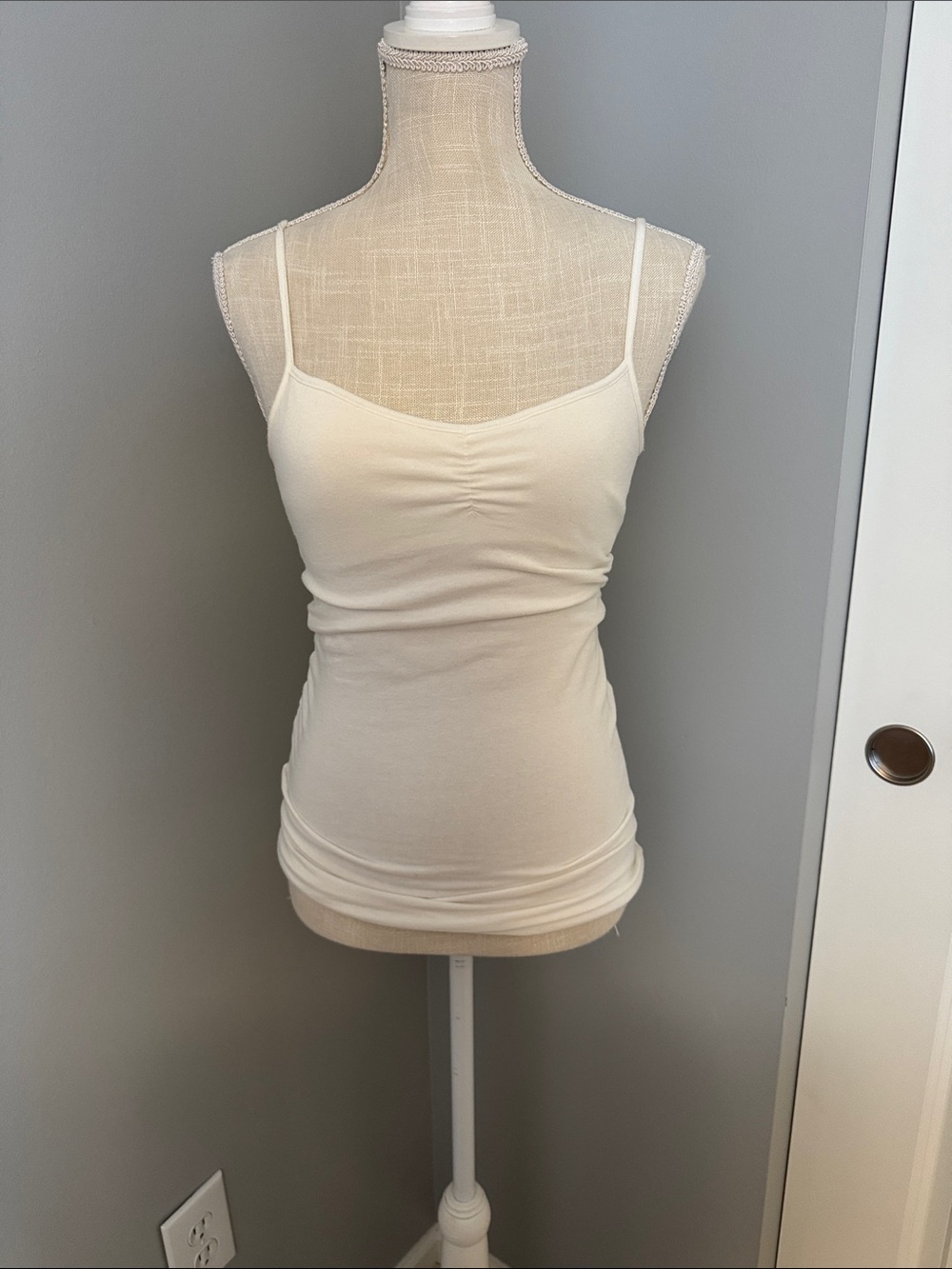 SO Cream Ruched Spaghetti Strap Cami